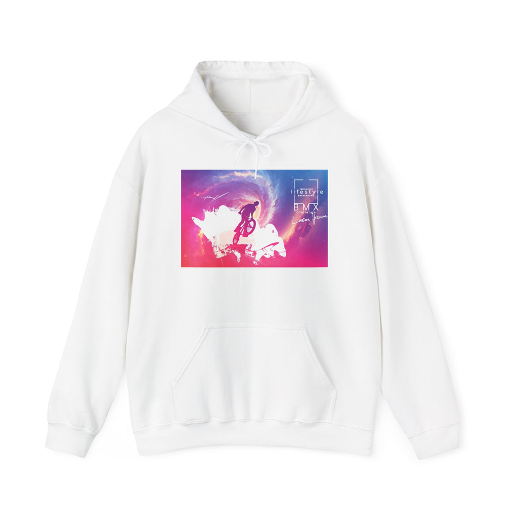 Hoodie — Neon Space Rider Graphic "Find Your Light"