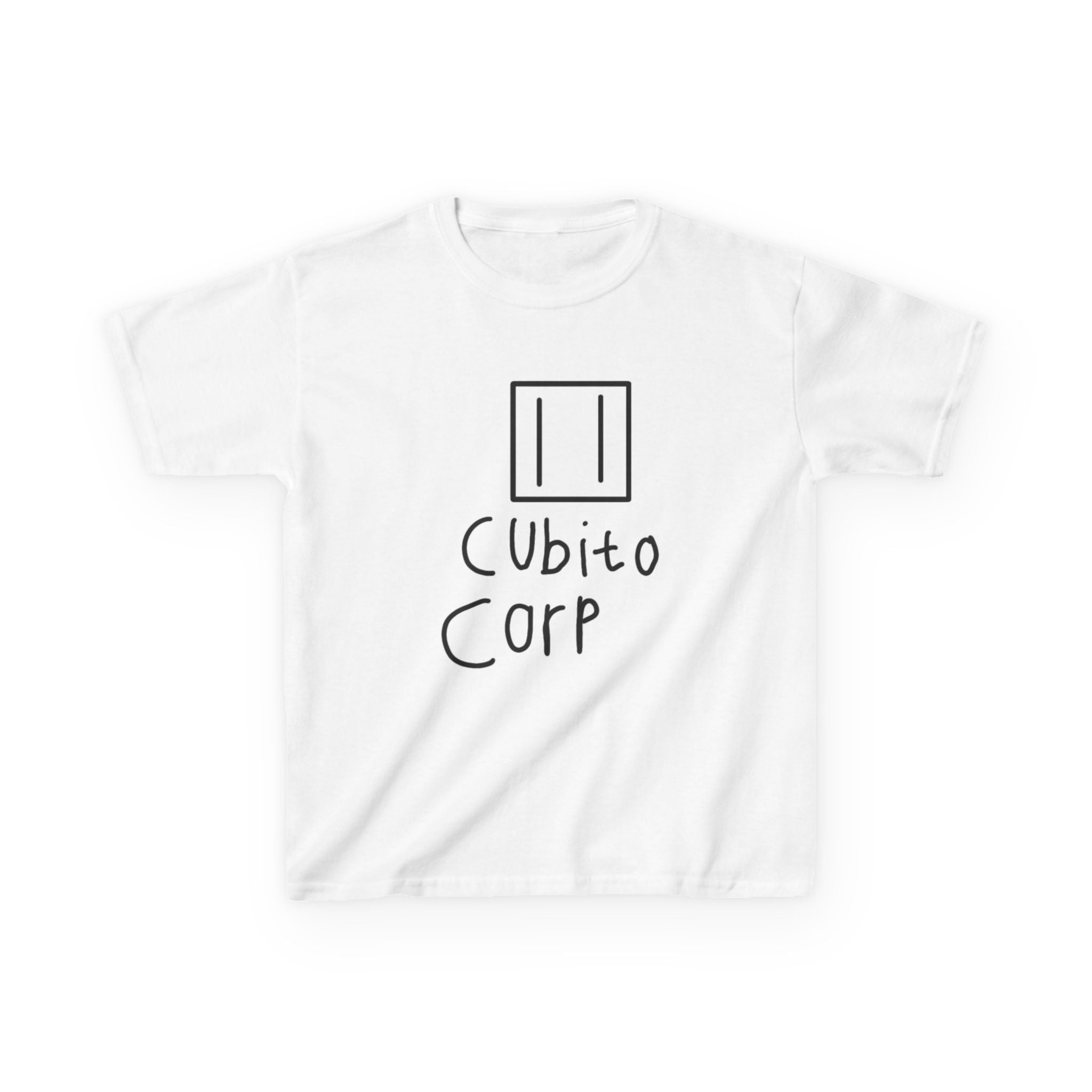 Kids Cubito Corp T‑Shirt — Minimal Block Character Graphic Tee