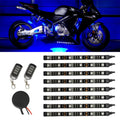 LED Glow 8pc Blue Moto Motorcycle Bike LED Light w 8 Flexible Strips